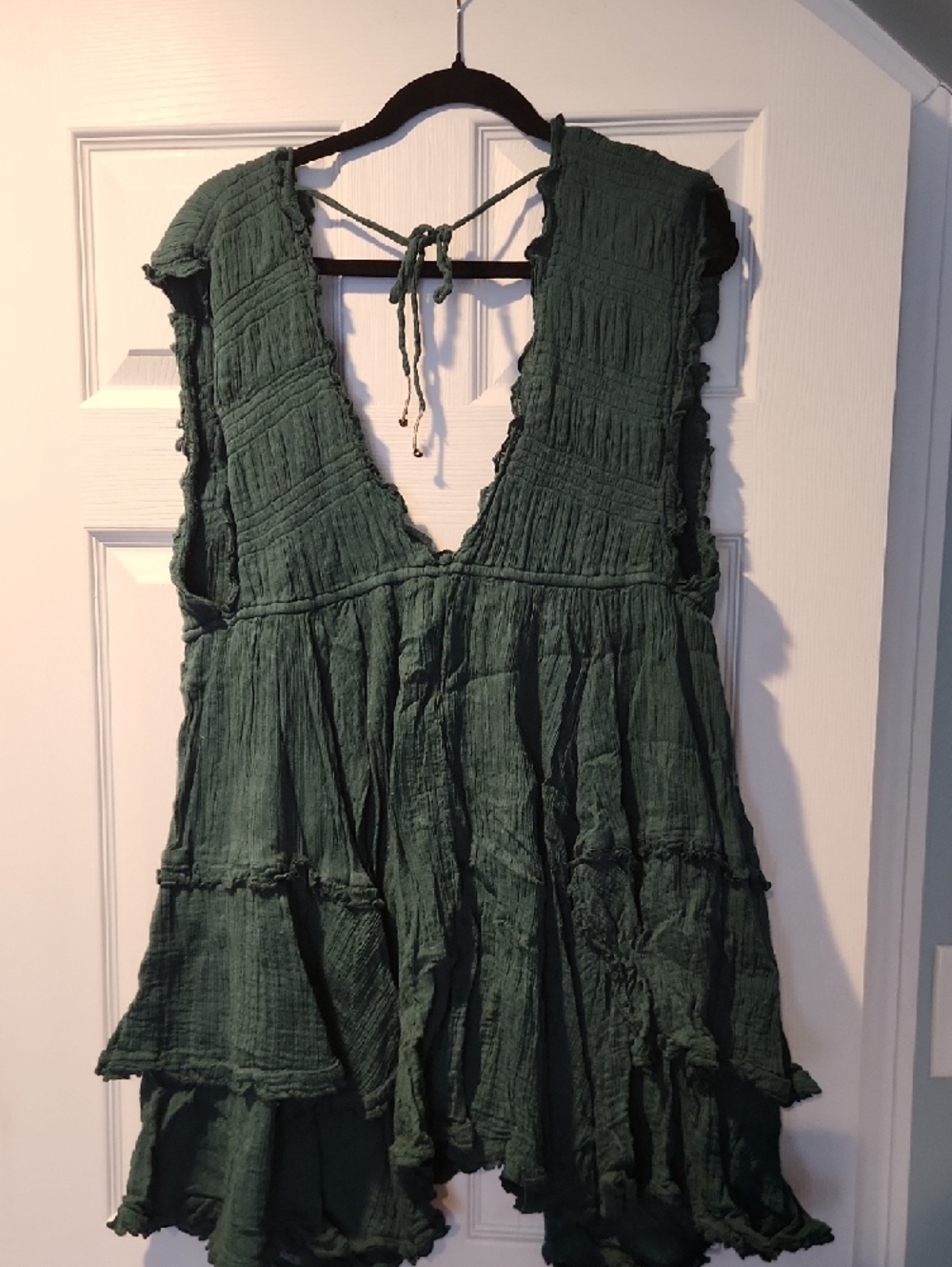 Free People Deep Green Crinkled Mini Dress - Picture 3 of 3